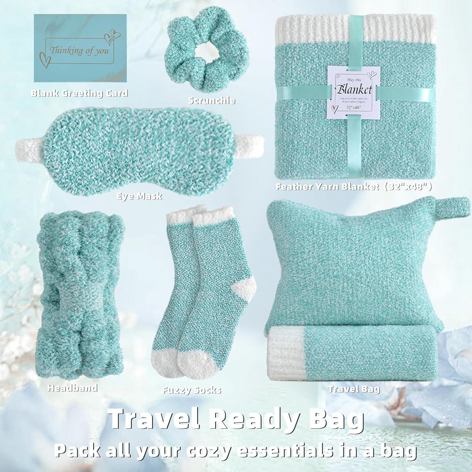 Cesta de Regalo Cozy JOOJA Verde para Mujeres con Manta y Más