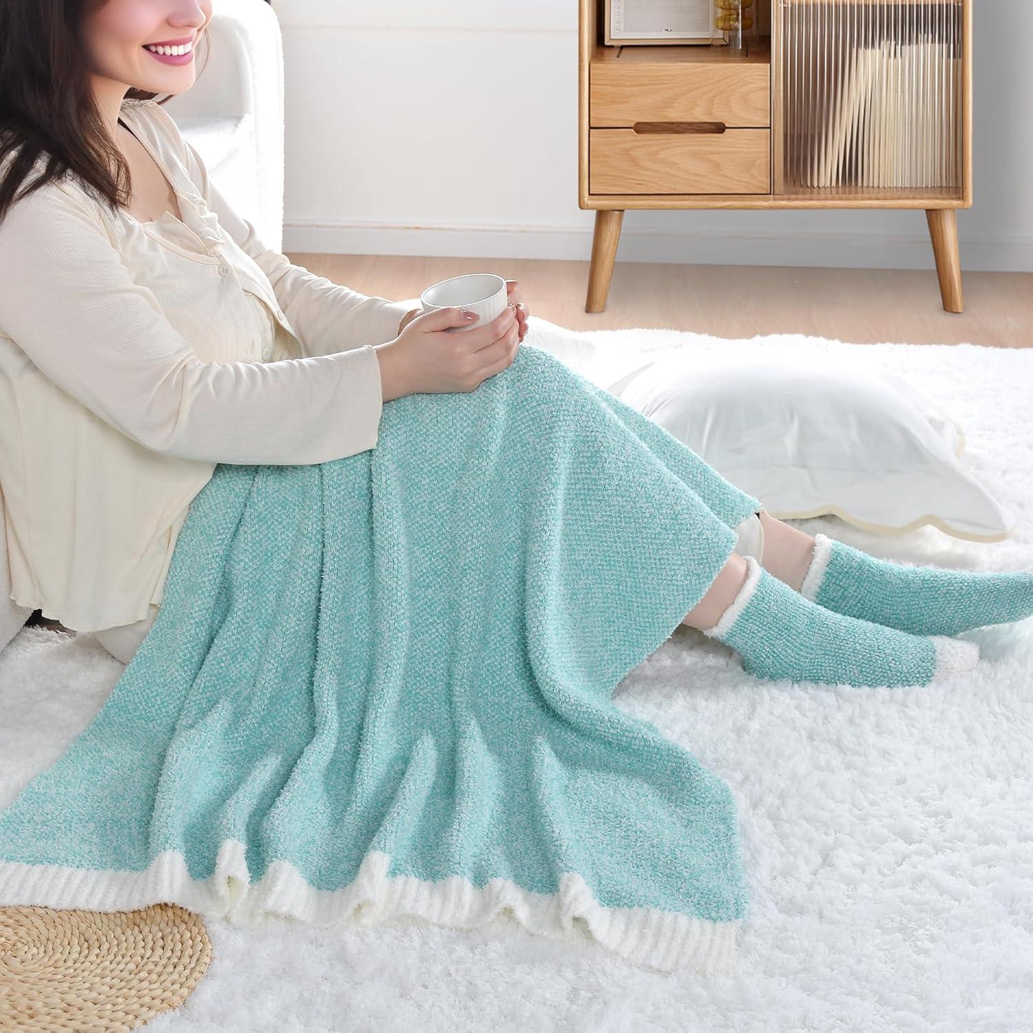 Cesta de Regalo Cozy JOOJA Verde para Mujeres con Manta y Más