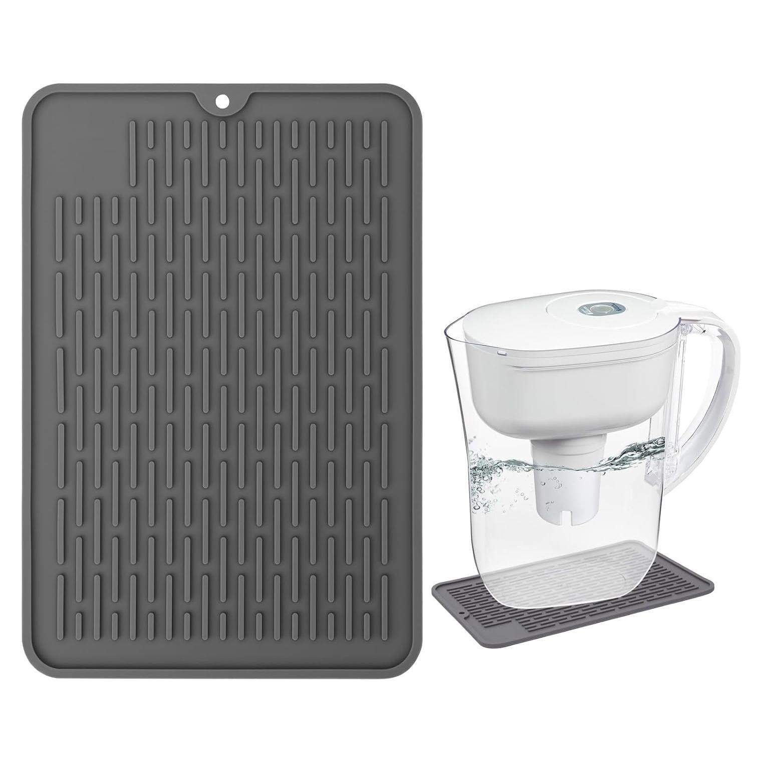 Tapete Secador de Silicona Palksky para Jarra Brita 30x20cm Gris
