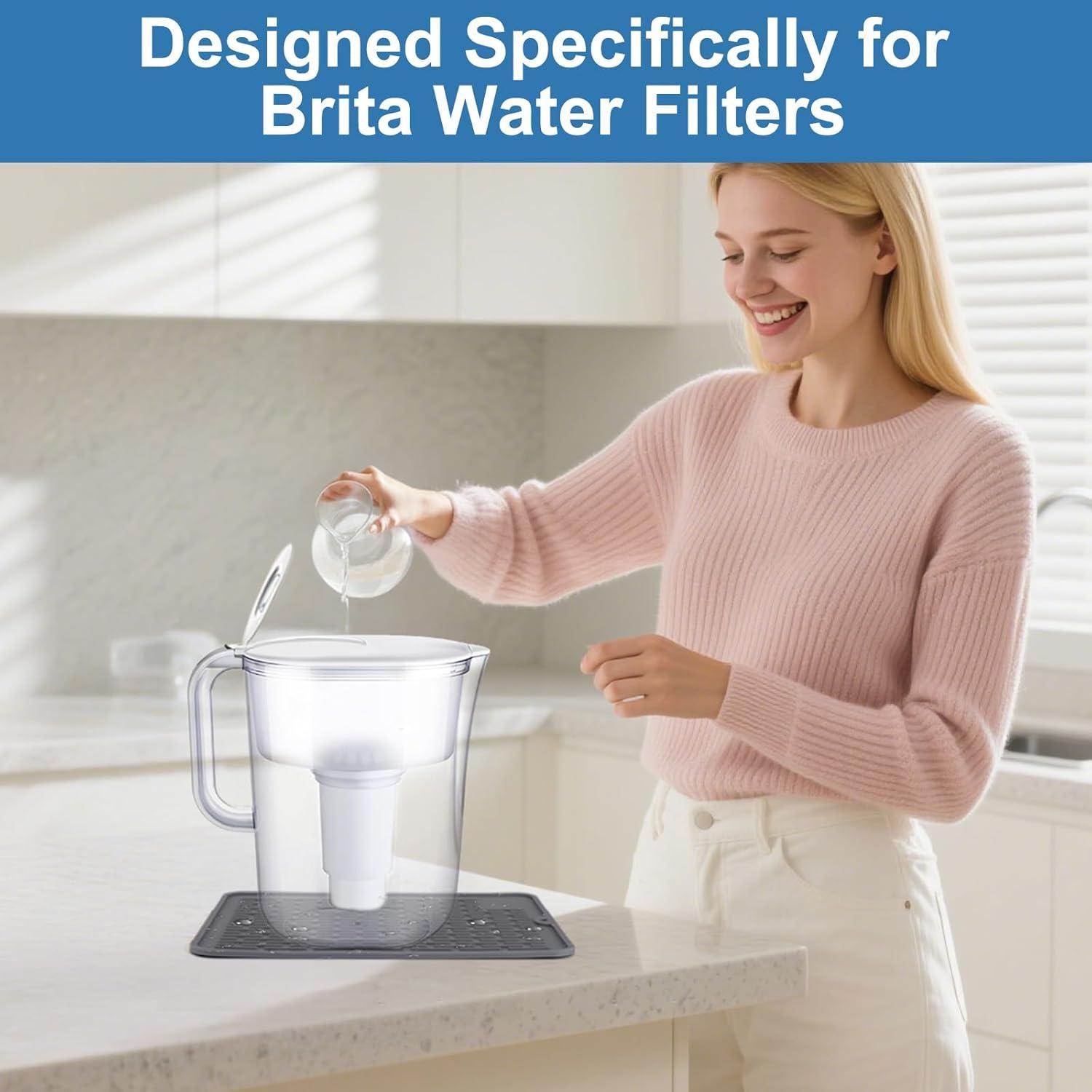 Tapete Secador de Silicona Palksky para Jarra Brita 30x20cm Gris