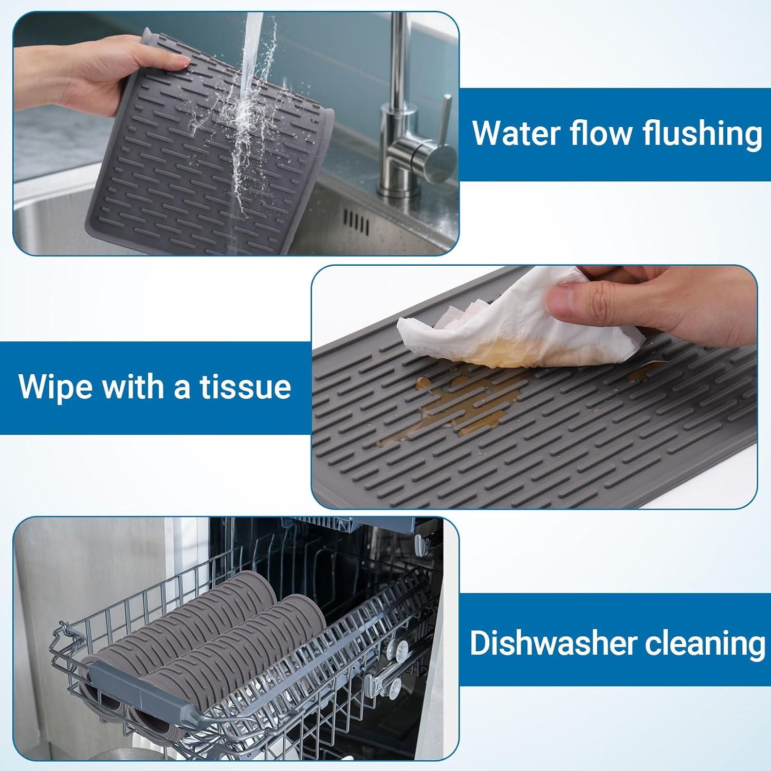 Tapete Secador de Silicona Palksky para Jarra Brita 30x20cm Gris