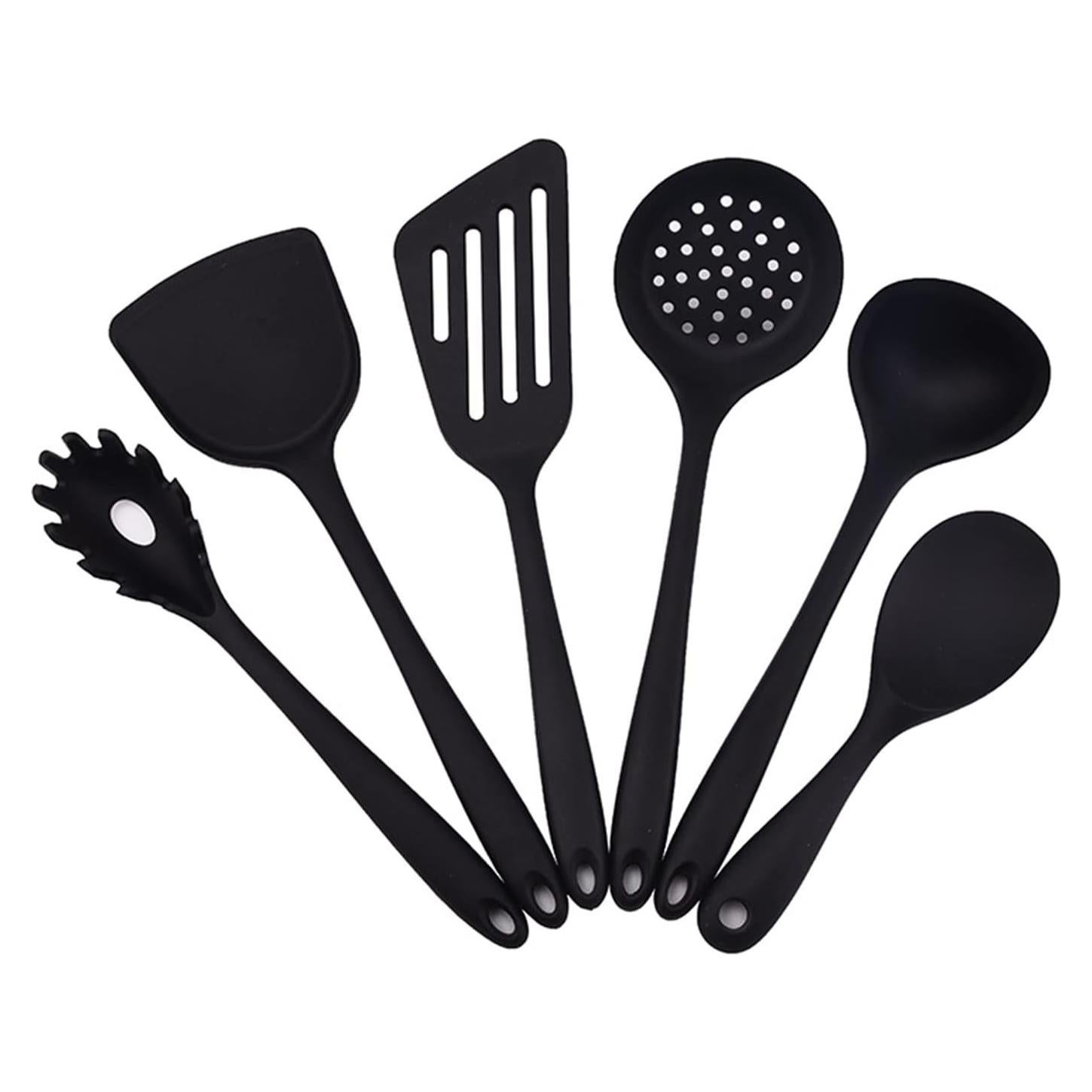 Juego de Utensilios de Cocina de Silicona 6 Piezas Mocrcrel Negro