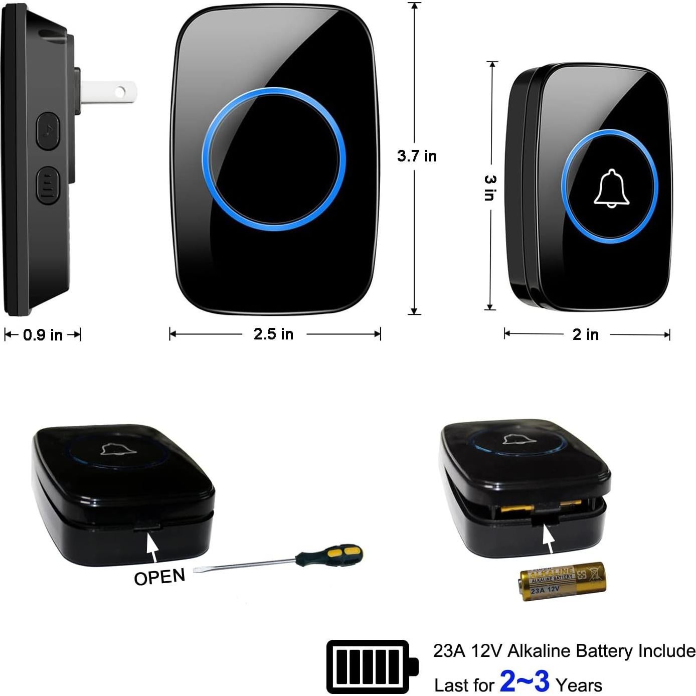 Timbre Inalámbrico FullHouse IP44 2 Botones 4 Receptores