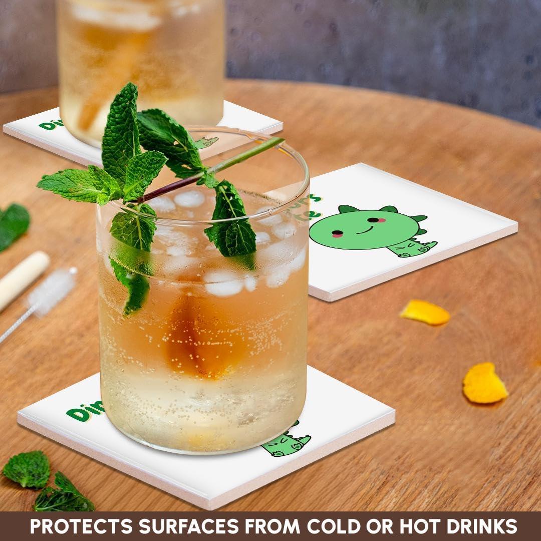 Juego de 4 Posavasos de Cerámica 3dRose - Dinosaurios