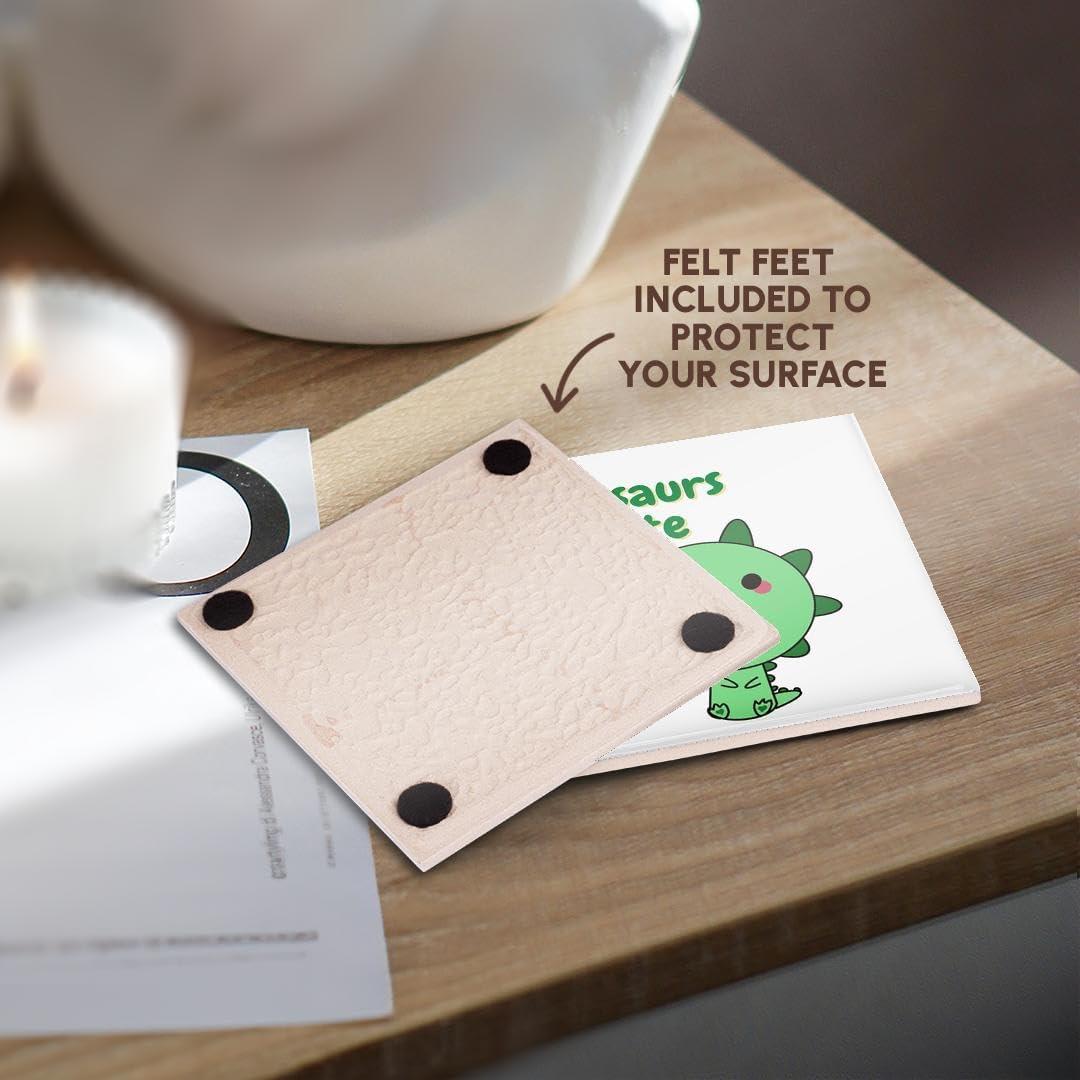 Juego de 4 Posavasos de Cerámica 3dRose - Dinosaurios