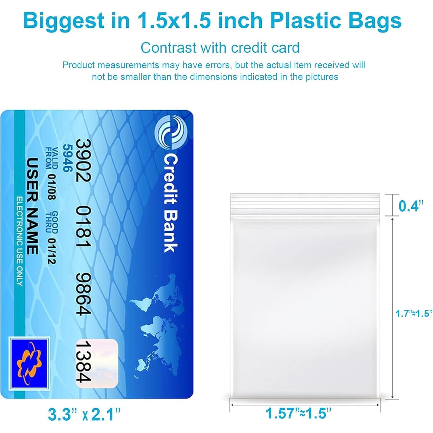 Bolsas de Plástico Transparentes Reclosables Enbreey 1.5x1.5" 100 Unidades