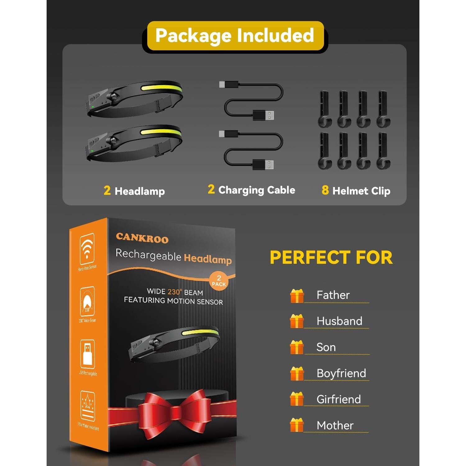 Linterna Frontal Recargable CANKROO CKHL01 350 Lúmenes IPX4