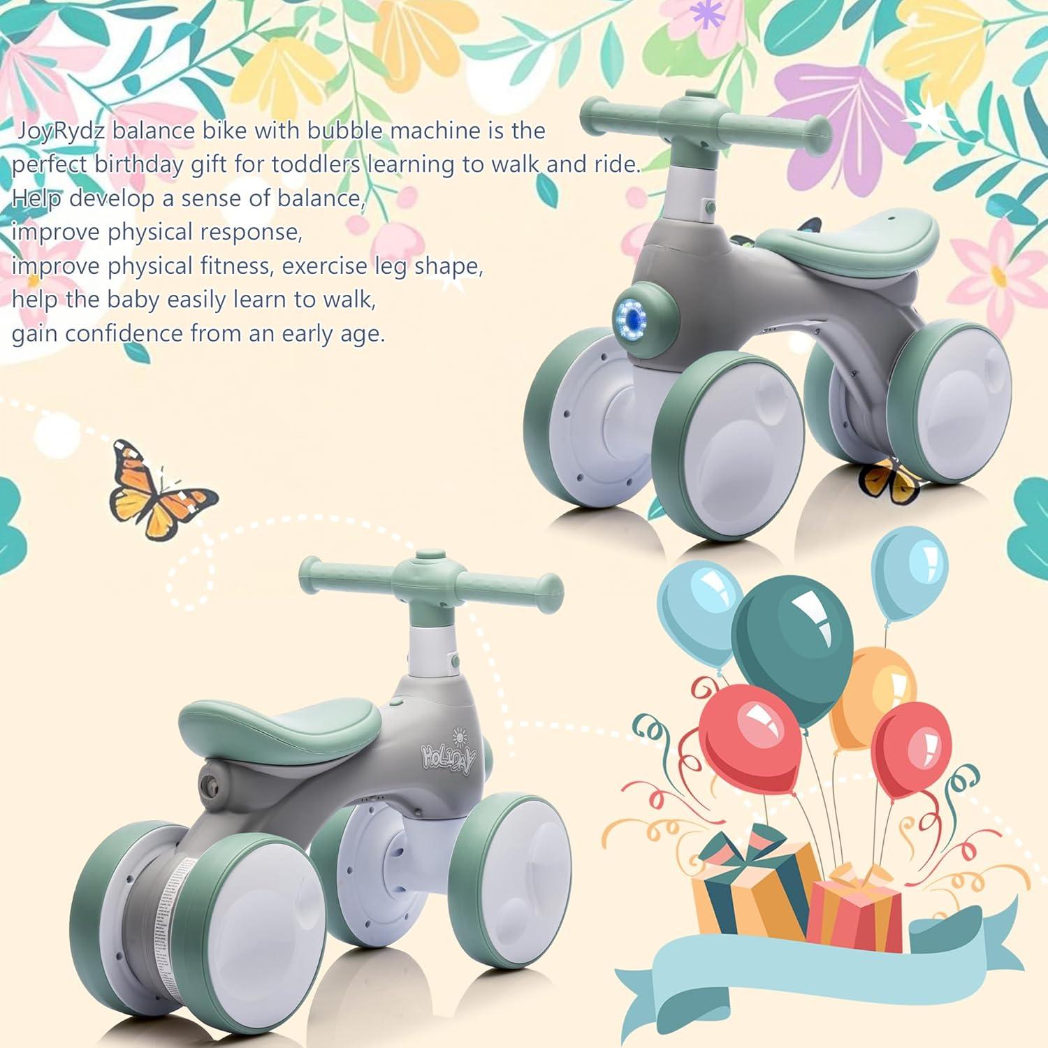 Bicicleta de Equilibrio JoyRydz para Bebés 12-36 Meses Verde