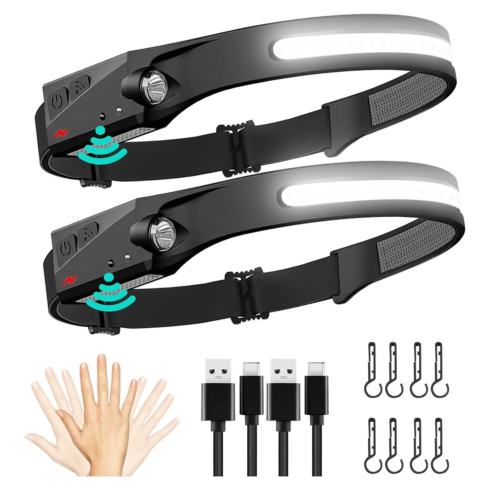 Linterna Frontal FBKK Recargable 2 Paquete IPX4 Sensor