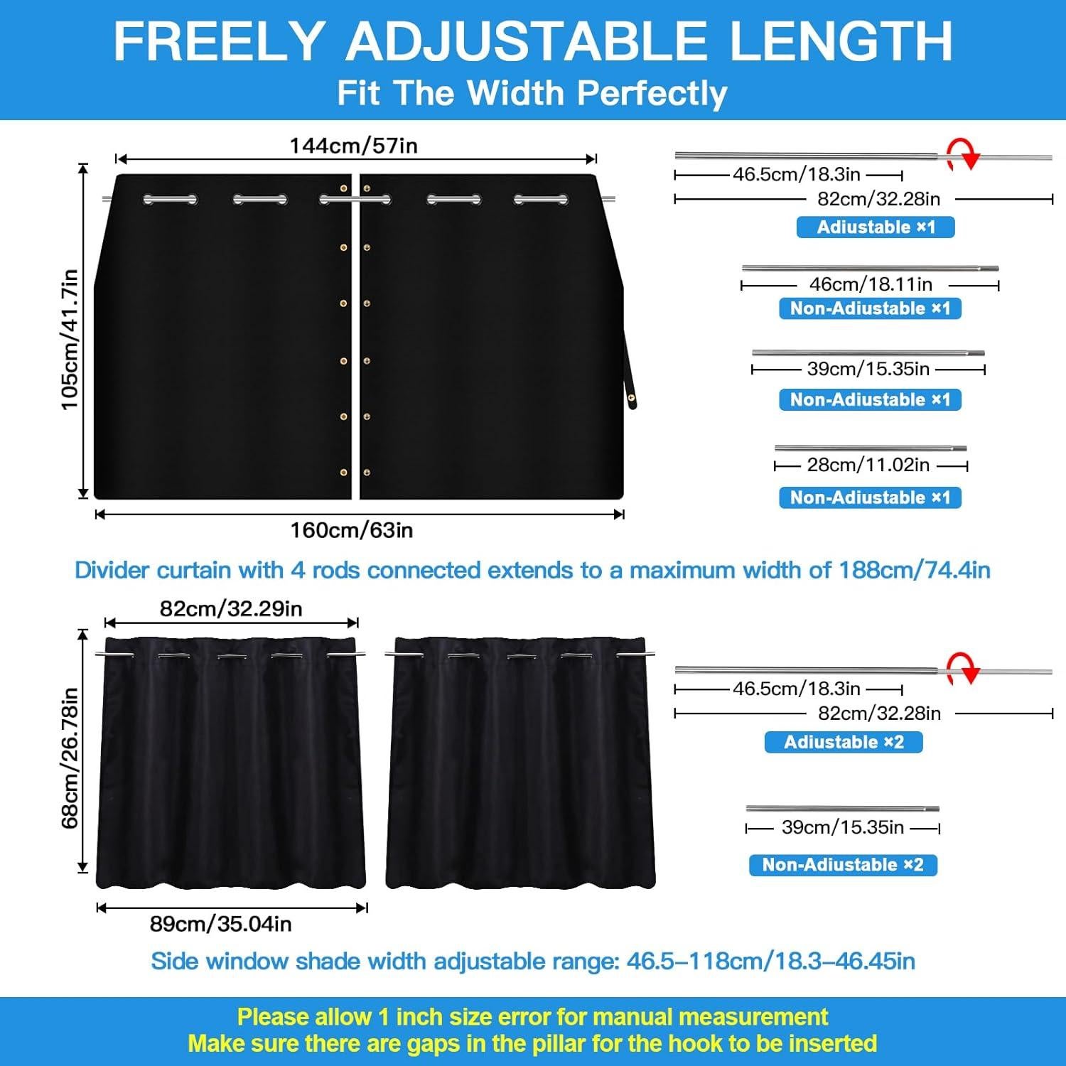 Conjunto de 3 Cortinas Opacas para Ventanas de Auto ZATOOTO