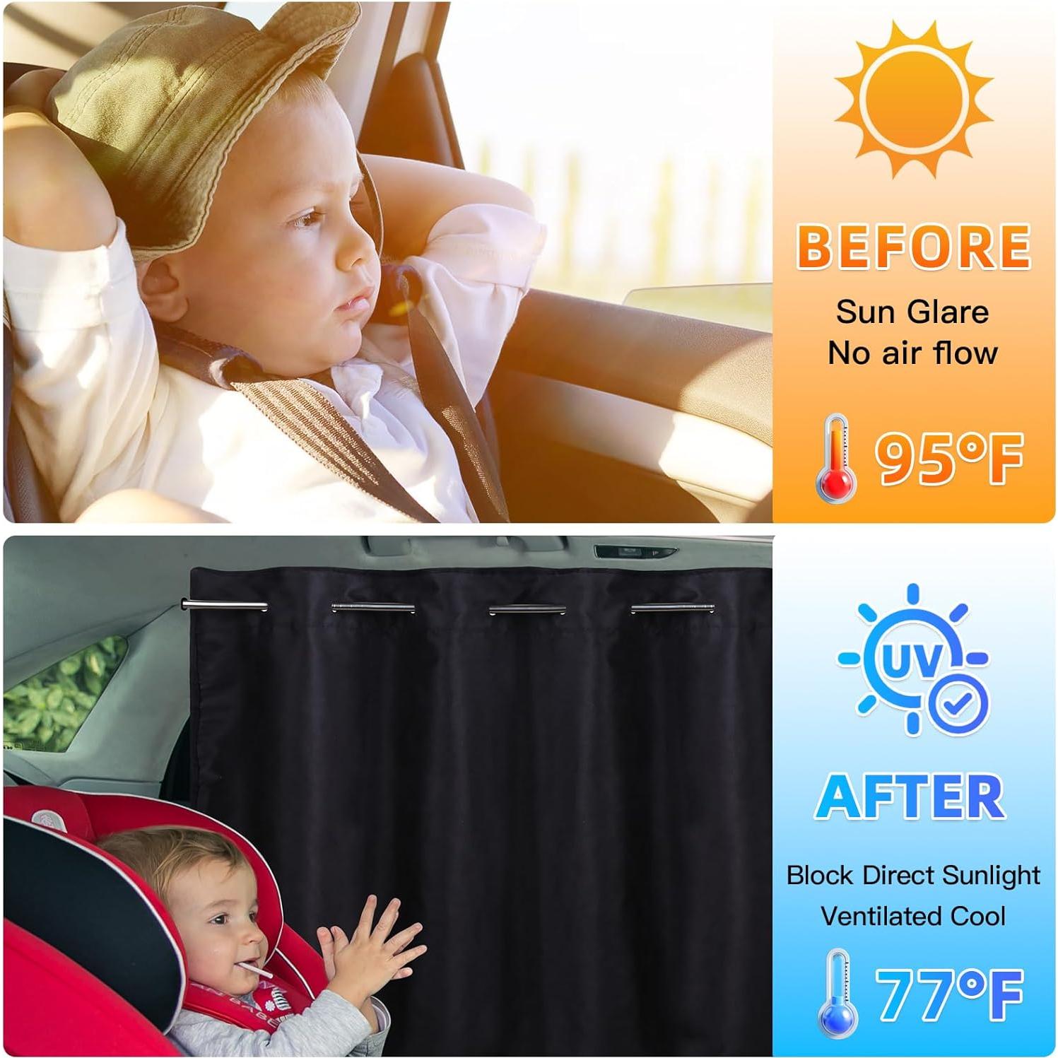 Conjunto de 3 Cortinas Opacas para Ventanas de Auto ZATOOTO