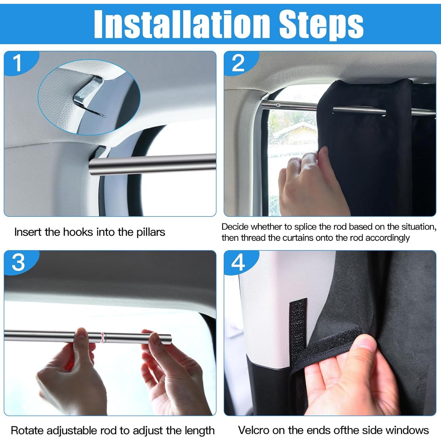 Conjunto de 3 Cortinas Opacas para Ventanas de Auto ZATOOTO