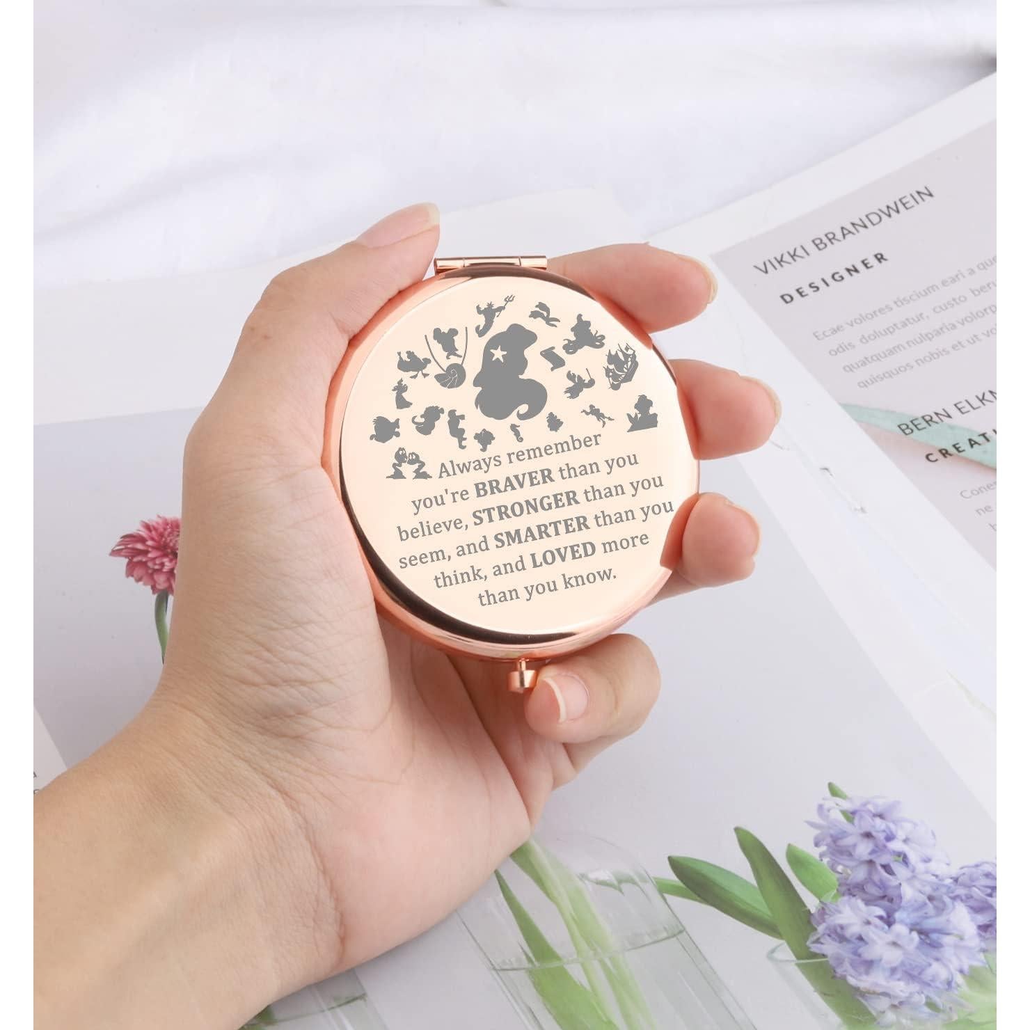 Espejo de Maquillaje Compacto WSNANG Sirena Oro Rosa 7.1cm