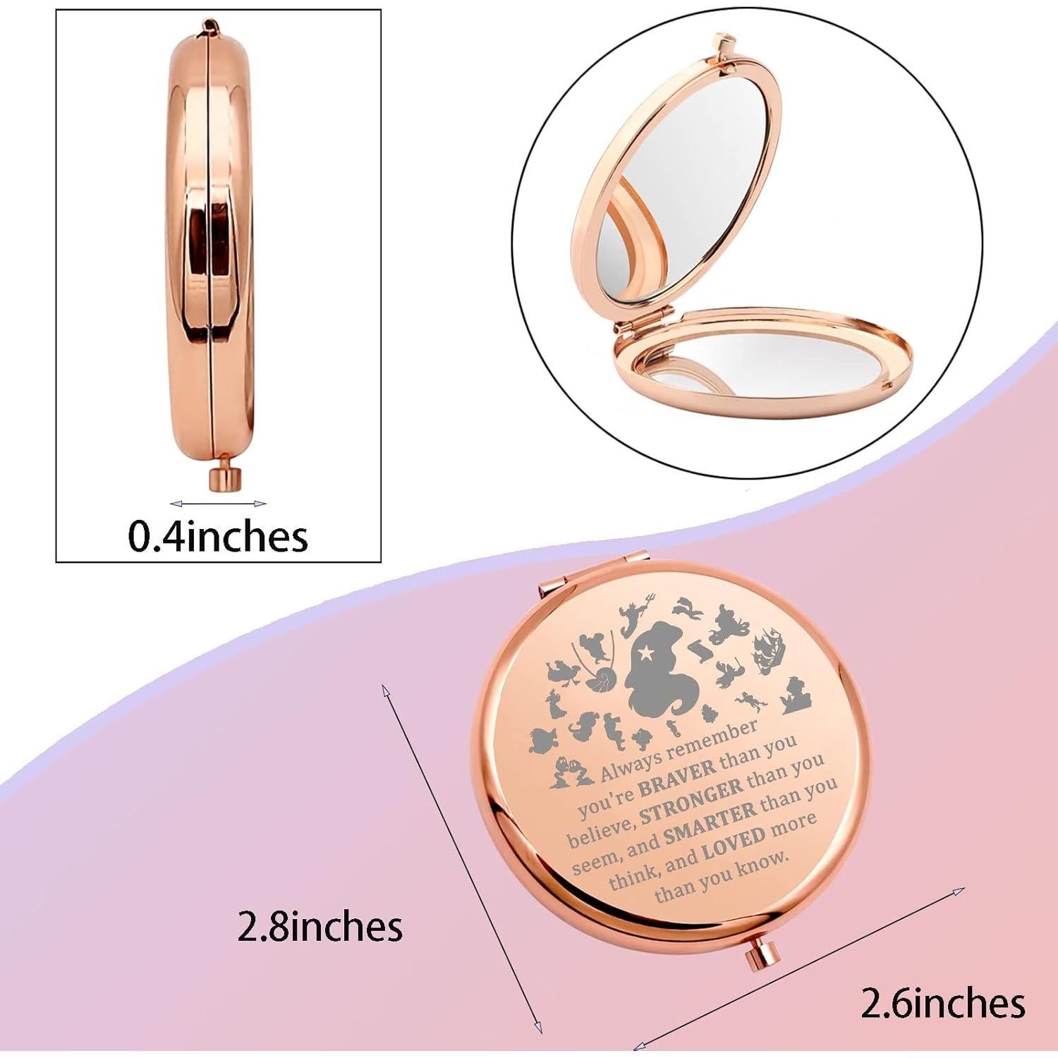 Espejo de Maquillaje Compacto WSNANG Sirena Oro Rosa 7.1cm