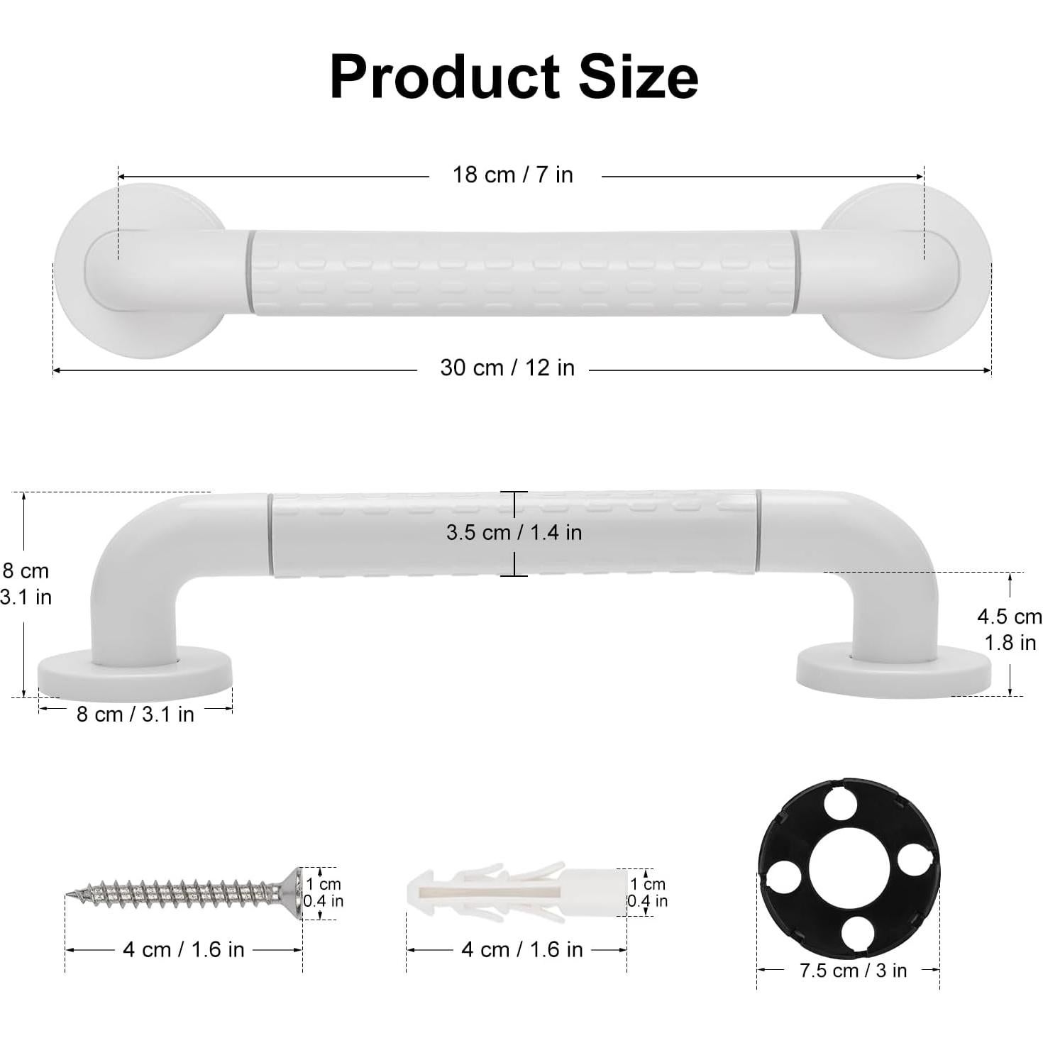 Barras de Agarre SupreGear 30.48 cm Antideslizantes Acero Inoxidable