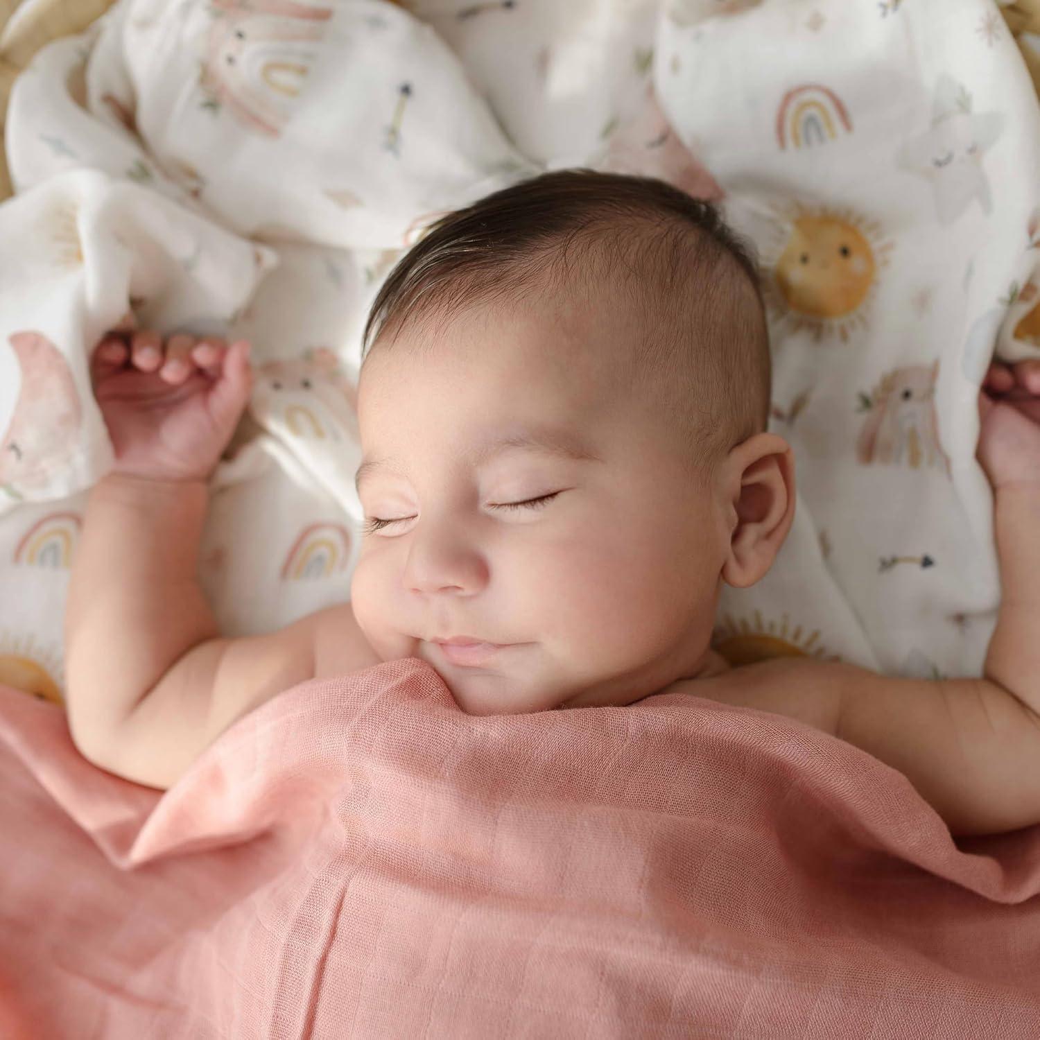 Mantas de Muselina Papaya Kids 119x109 cm Rosa y Nubes - 2 Unidades