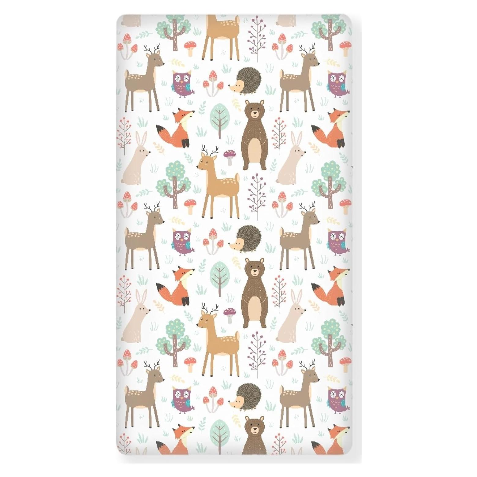 Sábana Ajustada para Cuna QINBEIDU Animales del Bosque 71x132cm