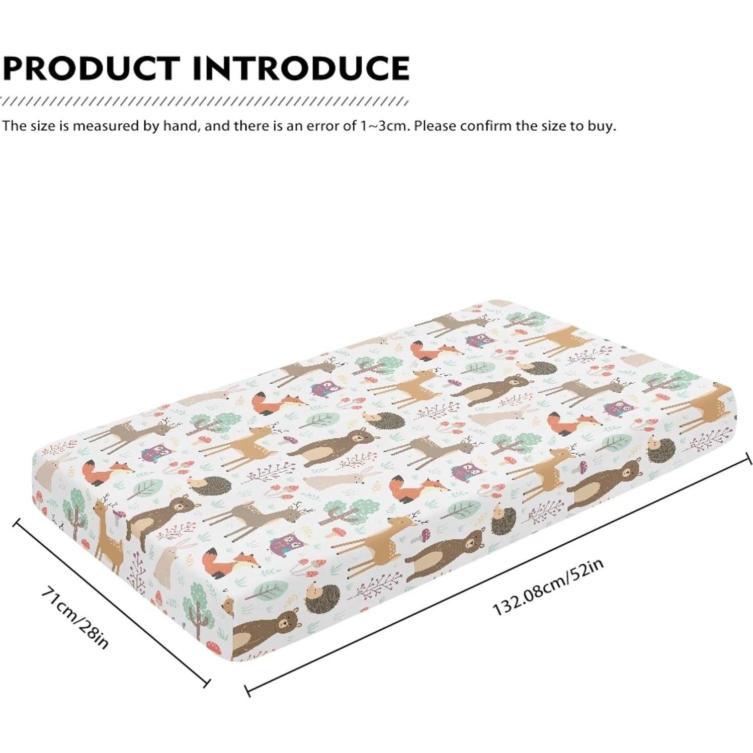 Sábana Ajustada para Cuna QINBEIDU Animales del Bosque 71x132cm