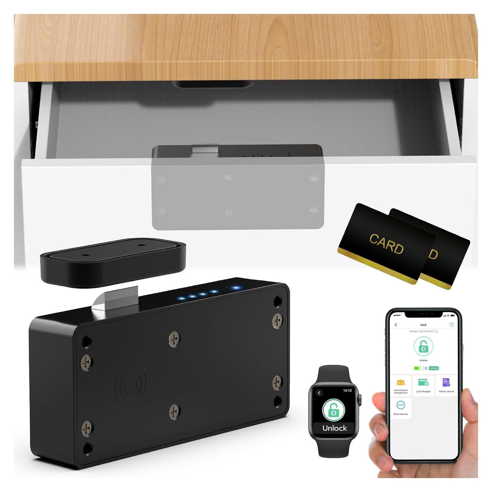 Cerradura Inteligente Dhiedas F3BC Negra RFID para Gabinete