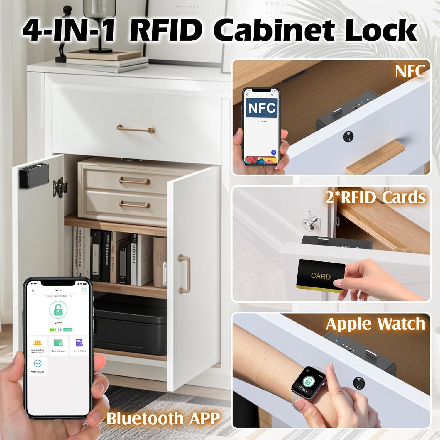 Cerradura Inteligente Dhiedas F3BC Negra RFID para Gabinete