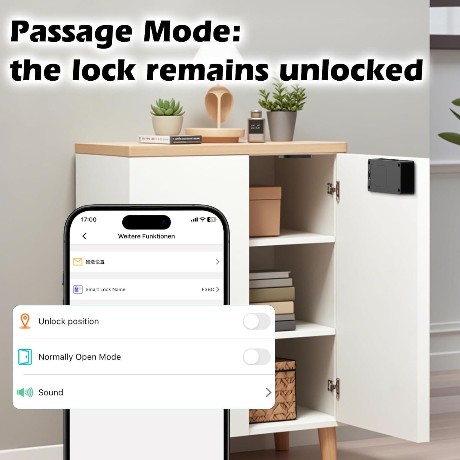 Cerradura Inteligente Dhiedas F3BC Negra RFID para Gabinete