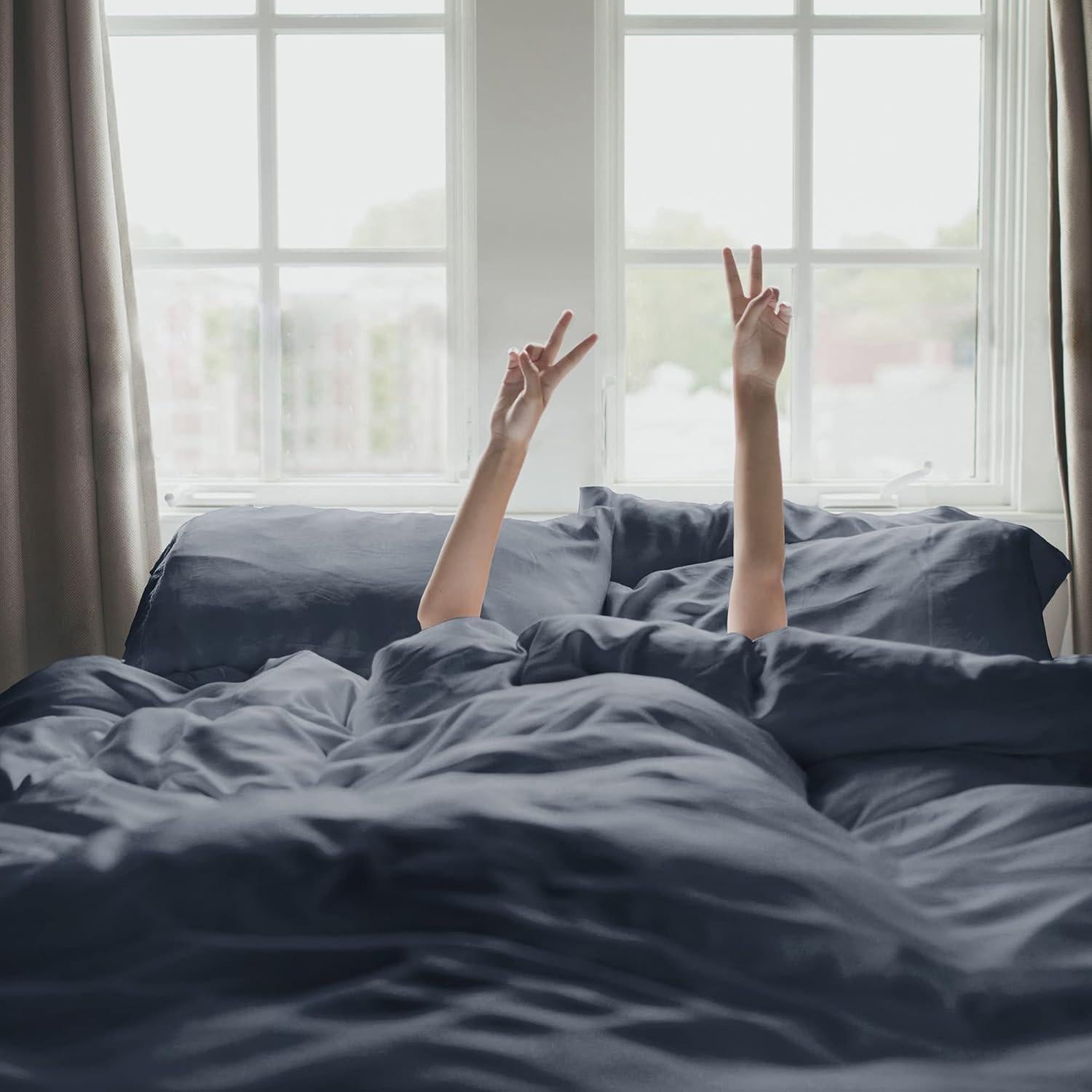 Juego de Sábanas KICKEE Reina 100% Viscosa de Bambú 300 Hilos