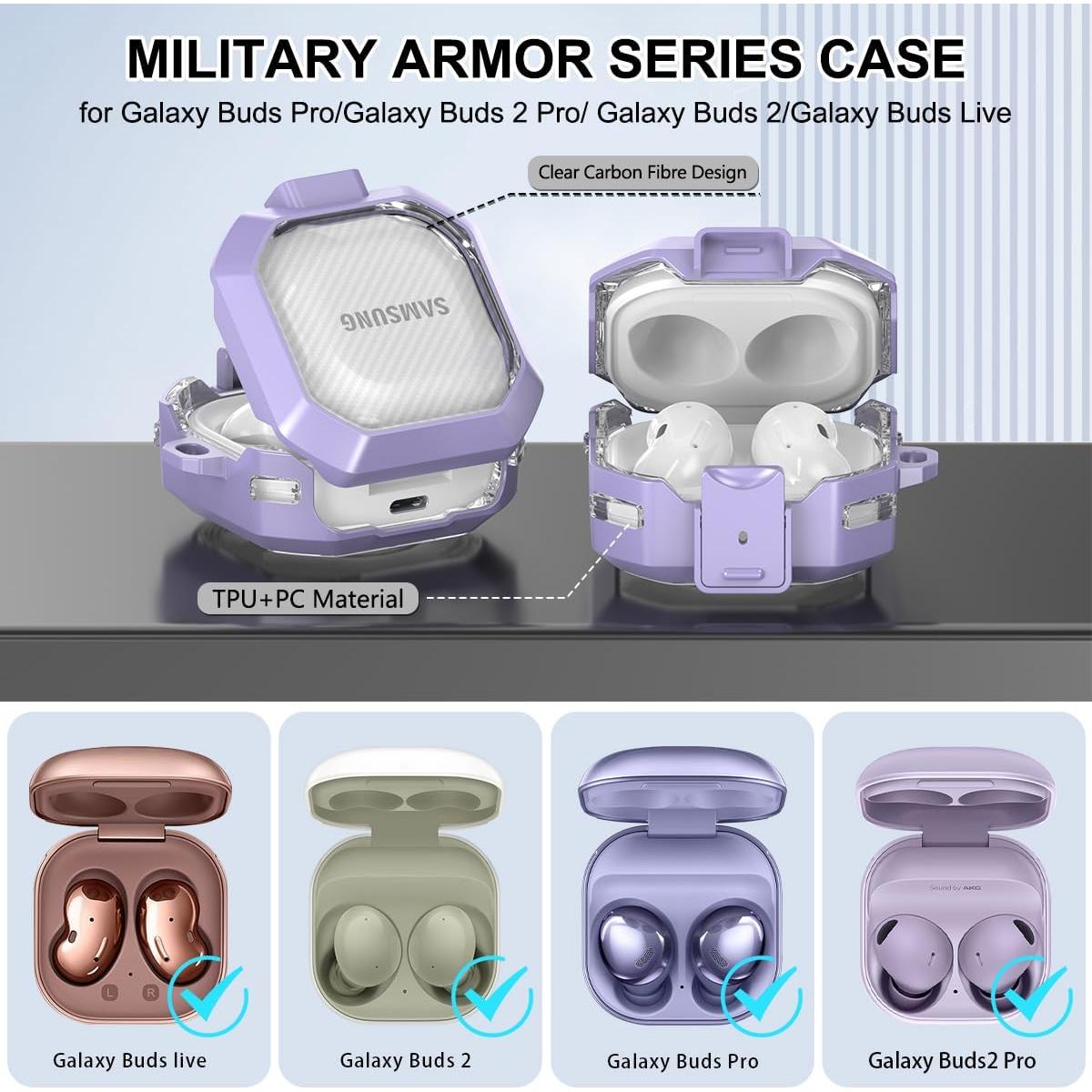 Funda de bloqueo para Galaxy Buds AIBEAMER - Color Púrpura