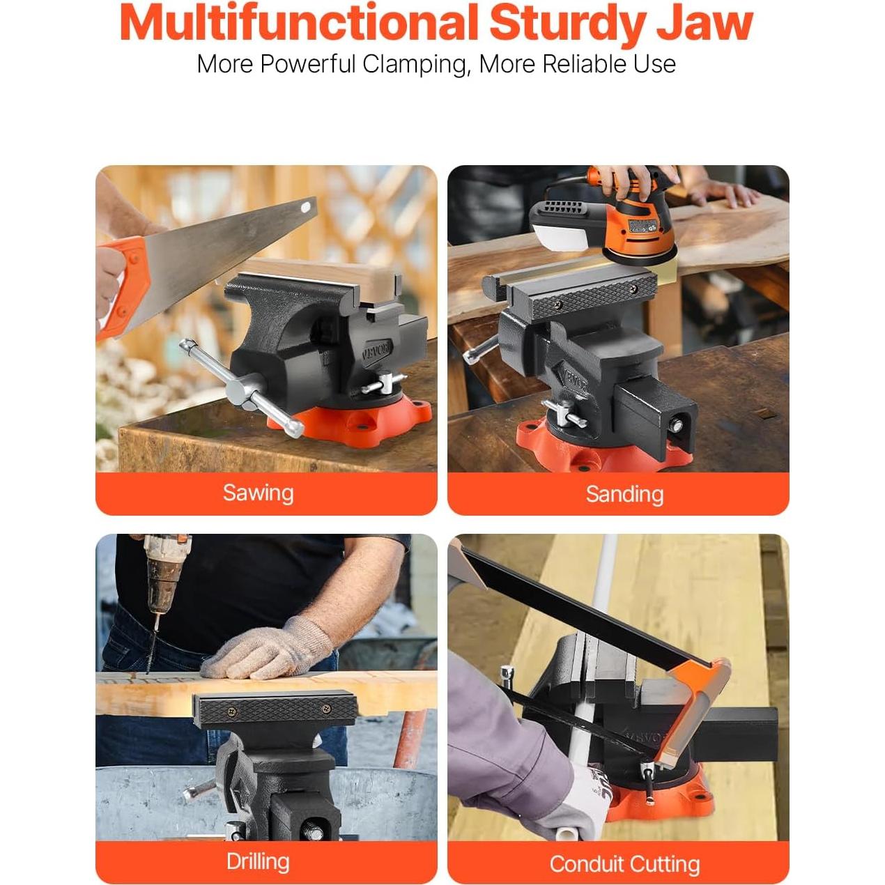 Prensa de Banco VEVOR 5.5" (140 mm) Hierro Dúctil Giratoria 360°