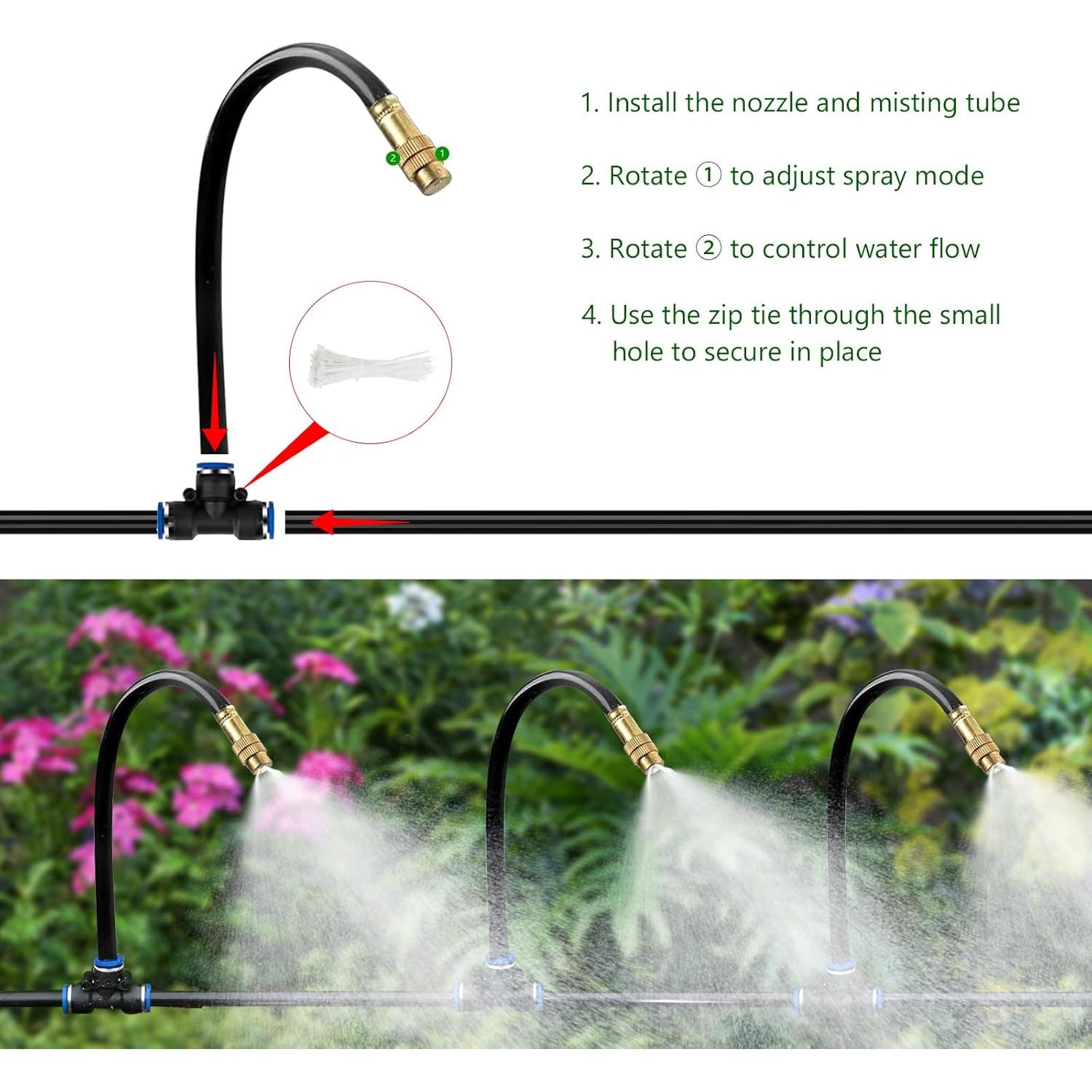 Kit de riego por goteo HEKIWAY 18 m con 18 boquillas ajustables