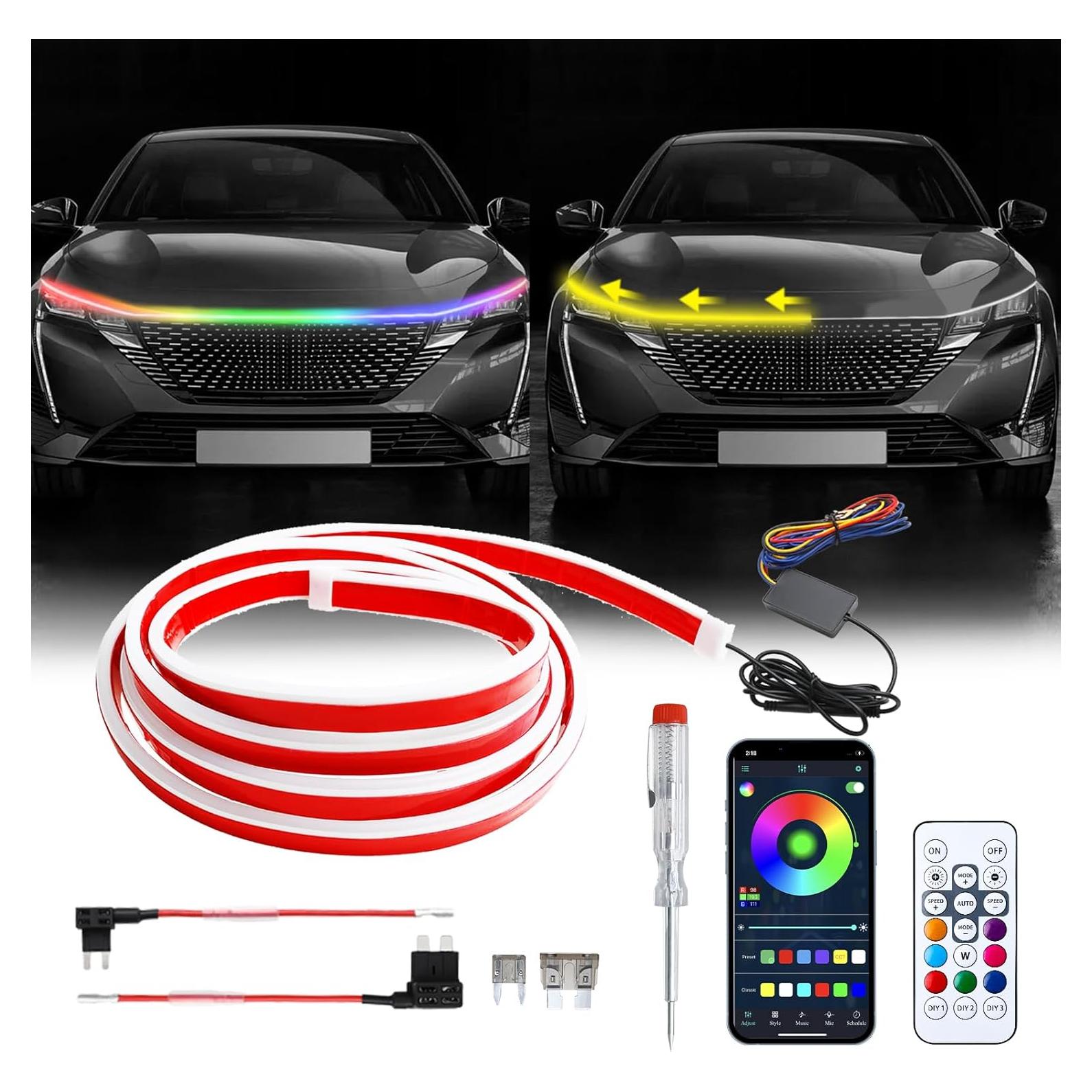 Tira de Luz LED para Capó DEERMOTO RGB 150 cm IP68 Impermeable