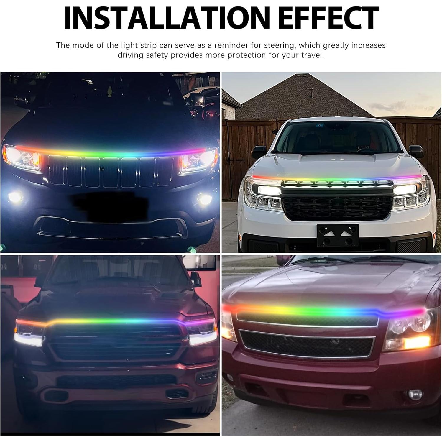 Tira de Luz LED para Capó DEERMOTO RGB 150 cm IP68 Impermeable