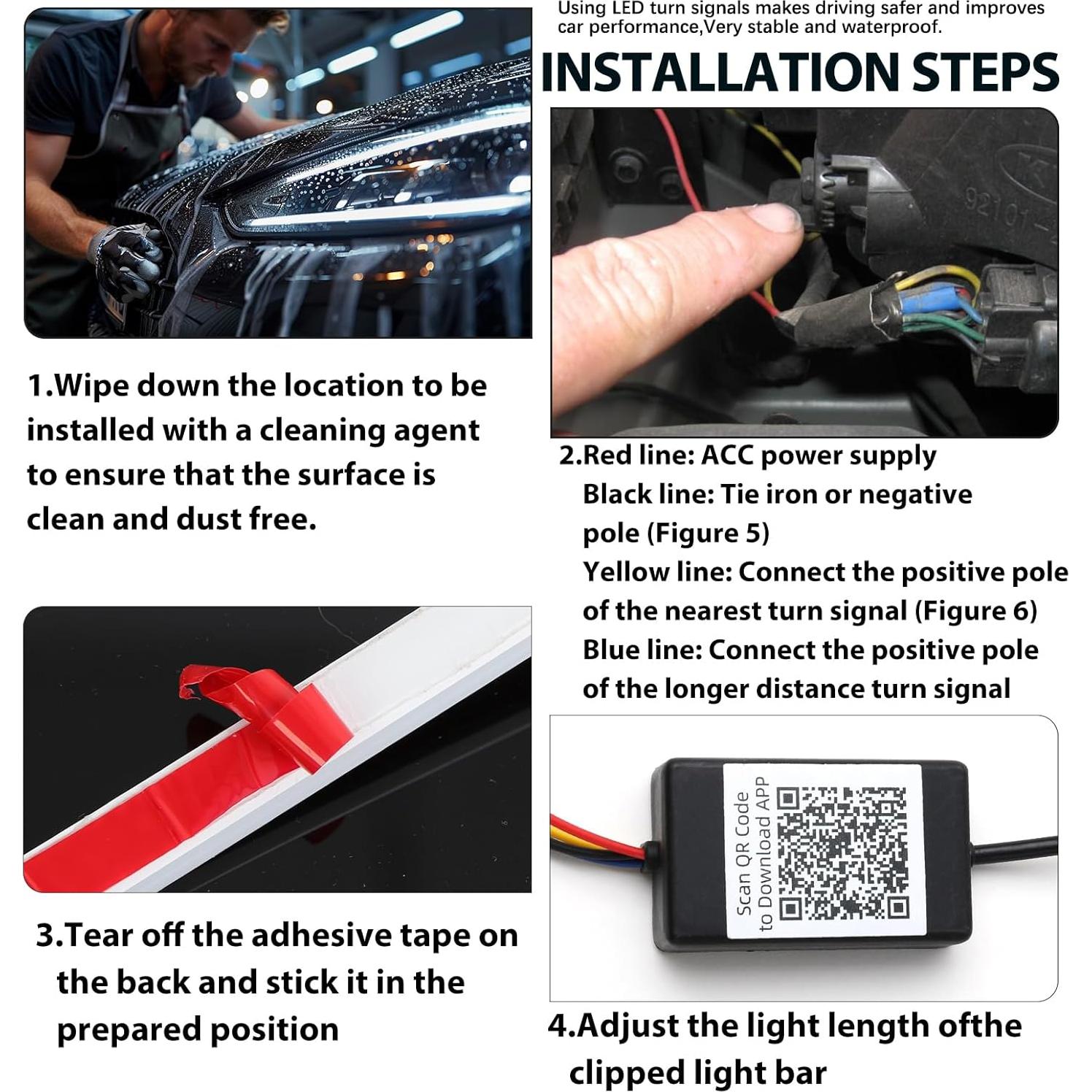 Tira de Luz LED para Capó DEERMOTO RGB 150 cm IP68 Impermeable