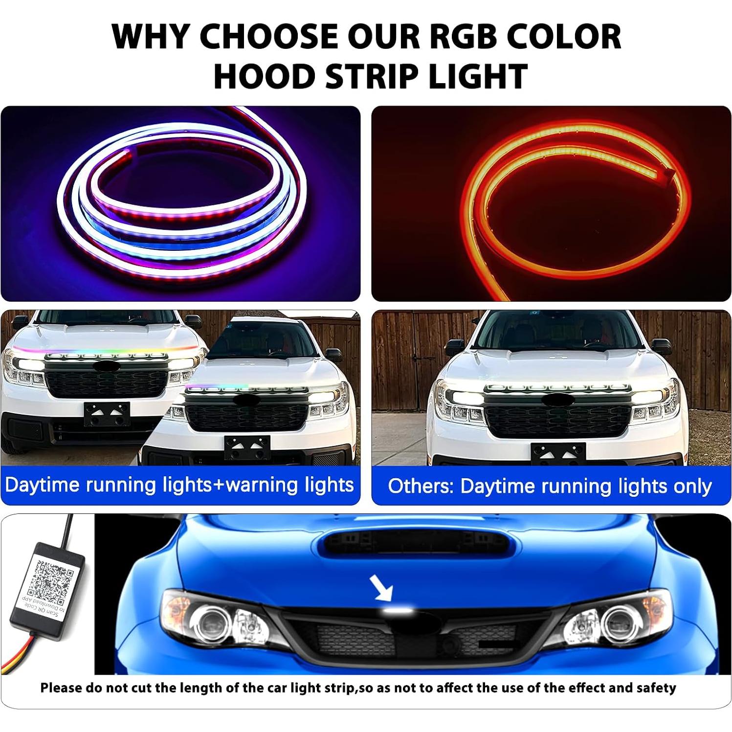 Tira de Luz LED para Capó DEERMOTO RGB 150 cm IP68 Impermeable