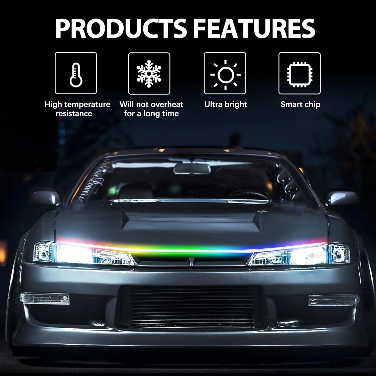 Tira de Luz LED para Capó DEERMOTO RGB 150 cm IP68 Impermeable