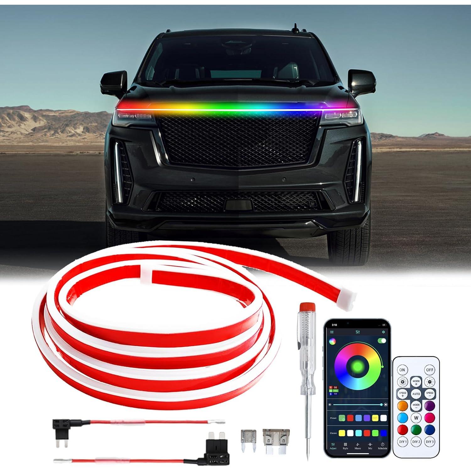 Tira de Luz LED para Capó DEERMOTO RGB 150 cm IP68 Impermeable