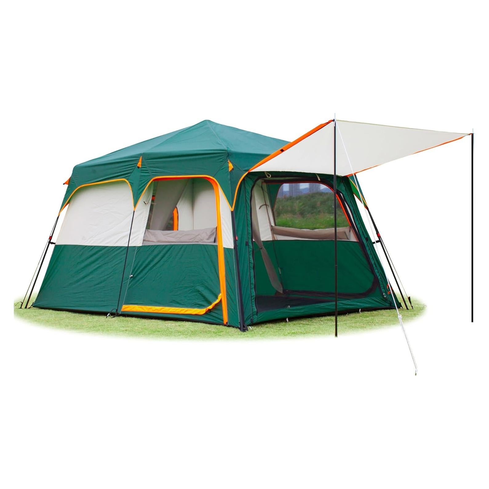 Carpa KTT Instantánea 6 Personas Verde, 2 Habitaciones, Impermeable