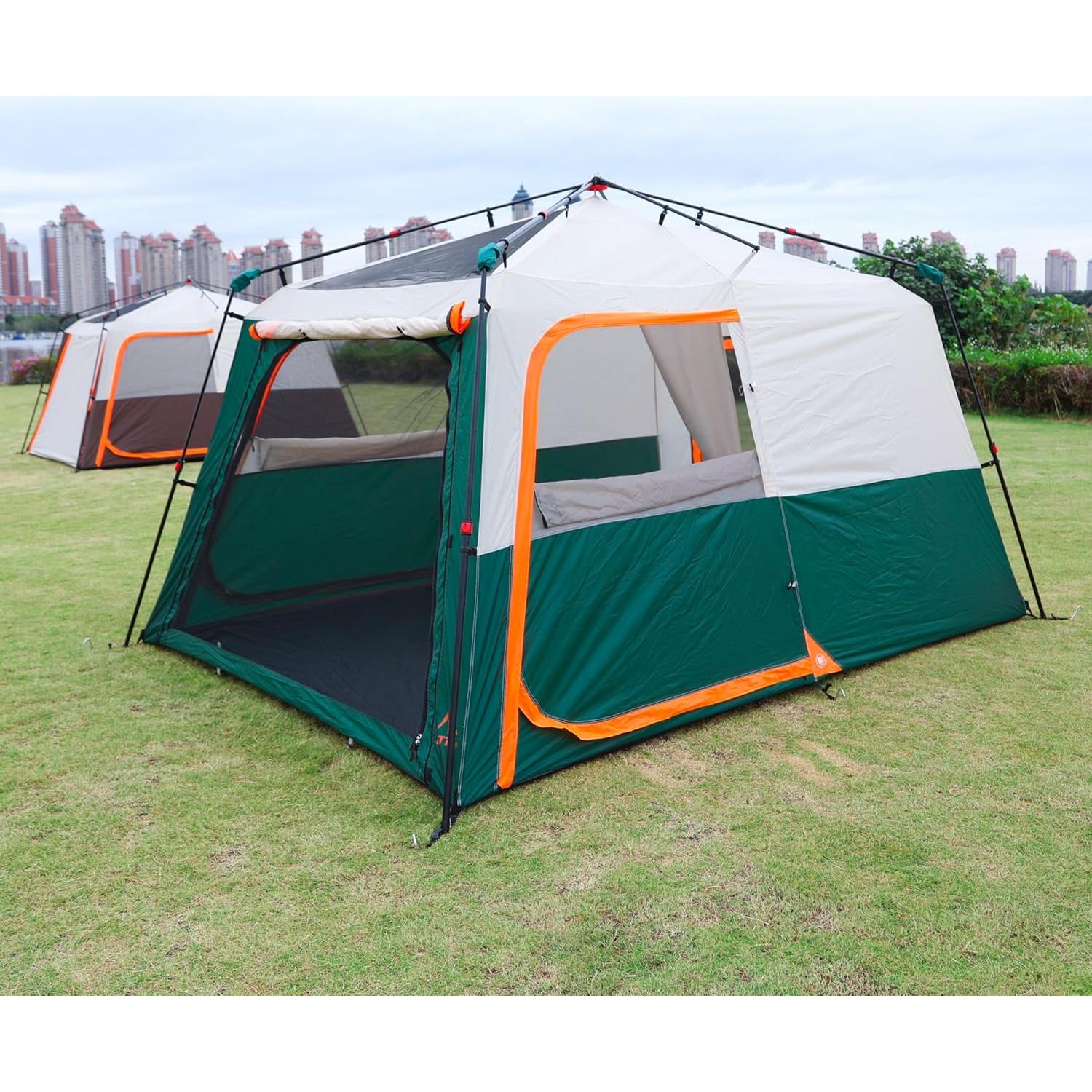 Carpa KTT Instantánea 6 Personas Verde, 2 Habitaciones, Impermeable