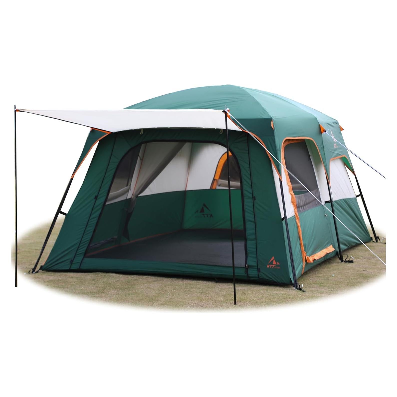 Carpa KTT Grande para 10 Personas, Impermeable, 3 Habitaciones
