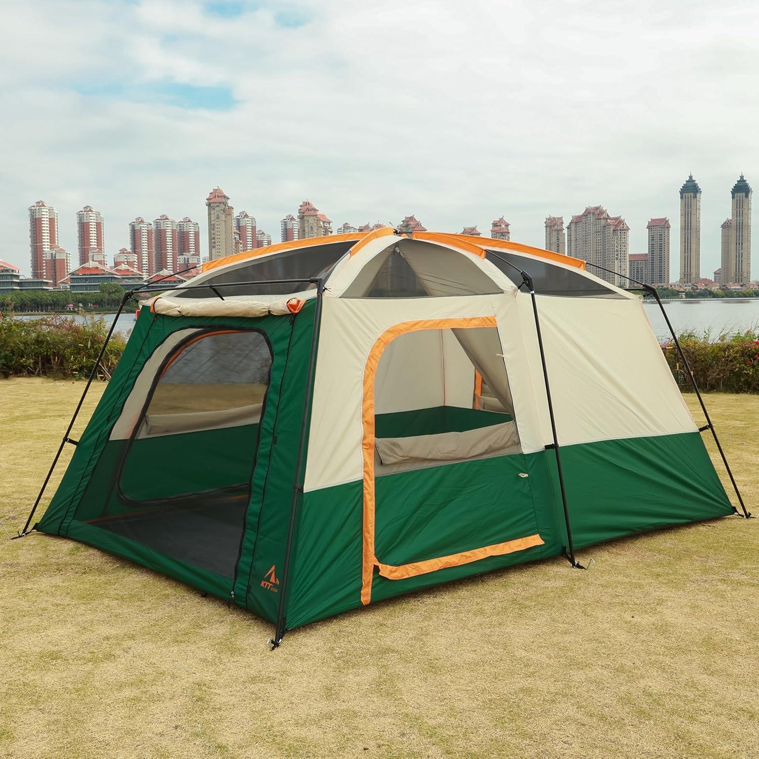 Carpa KTT Grande para 10 Personas, Impermeable, 3 Habitaciones