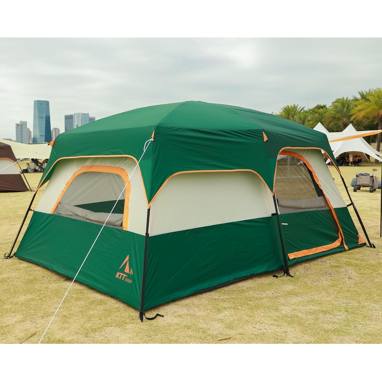 Carpa KTT Grande para 10 Personas, Impermeable, 3 Habitaciones