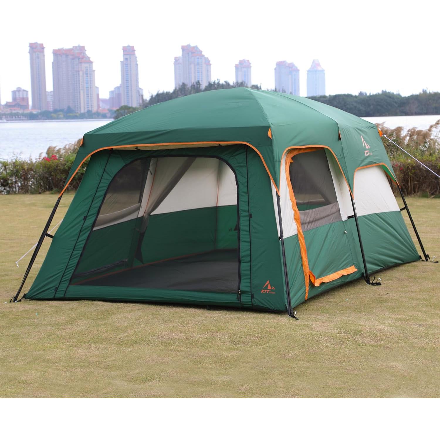 Carpa KTT Grande para 10 Personas, Impermeable, 3 Habitaciones