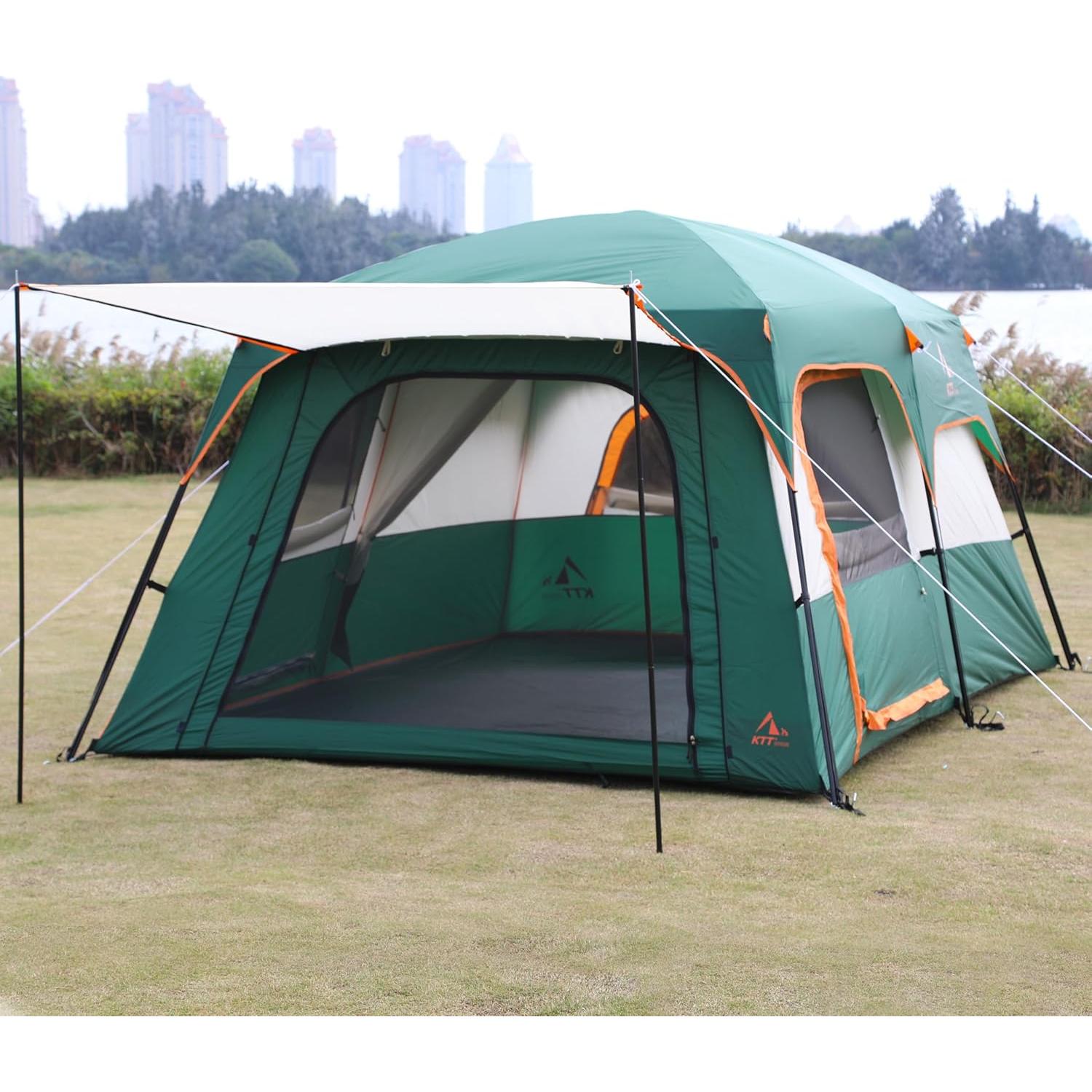 Carpa KTT Grande para 10 Personas, Impermeable, 3 Habitaciones