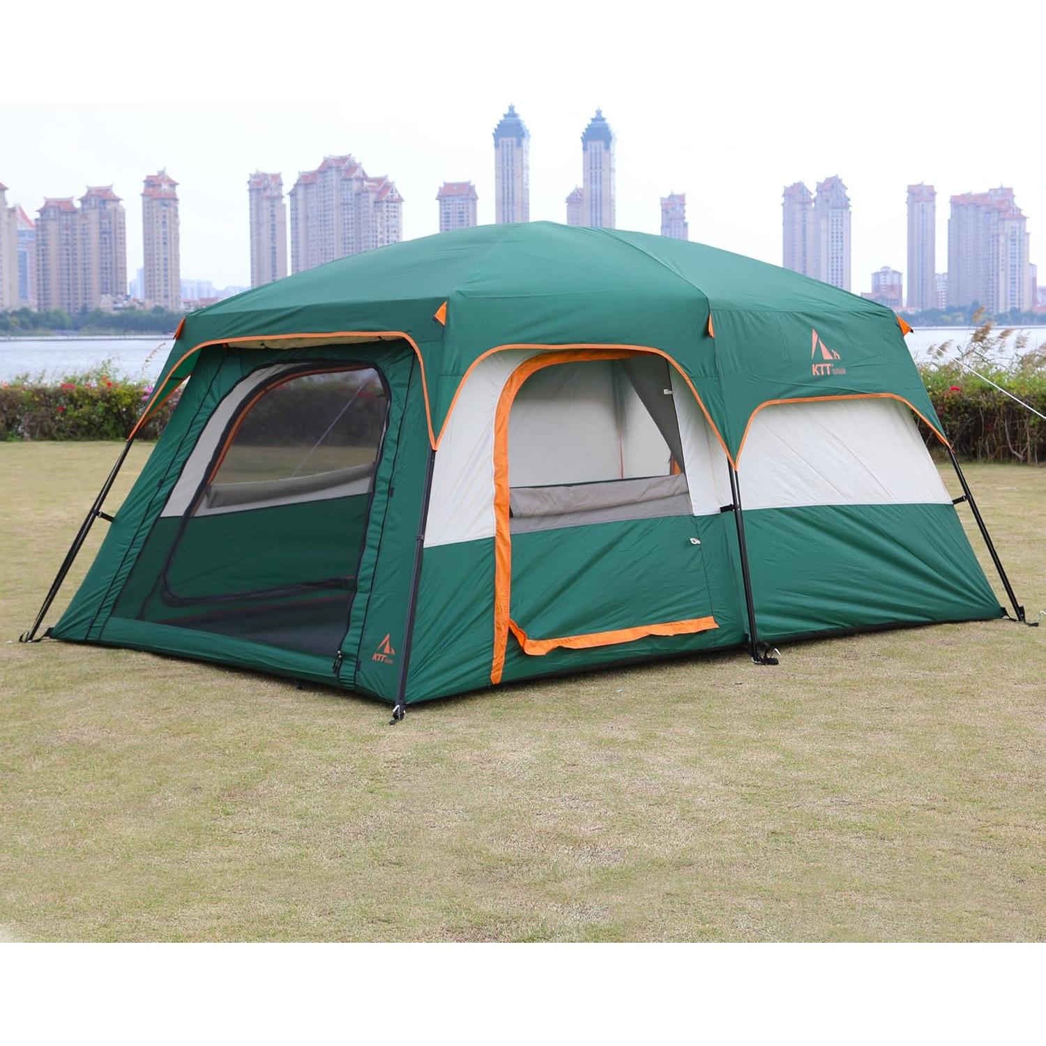 Carpa KTT Grande para 10 Personas, Impermeable, 3 Habitaciones