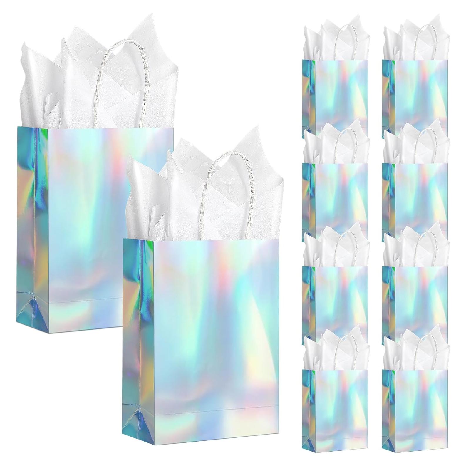 24 Bolsas de Regalo Iridiscentes con Asas 7.87x16x21.84cm