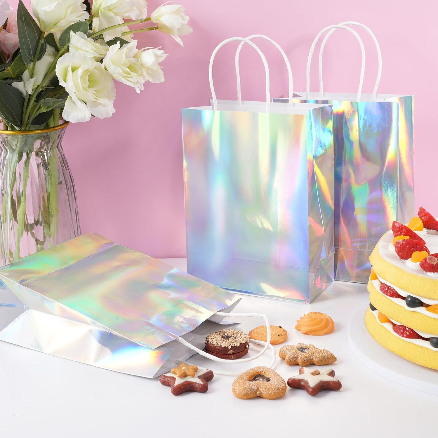 24 Bolsas de Regalo Iridiscentes con Asas 7.87x16x21.84cm