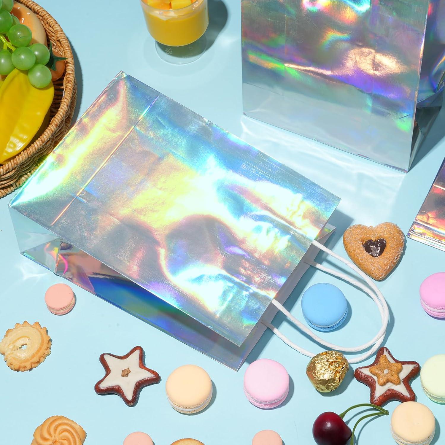 24 Bolsas de Regalo Iridiscentes con Asas 7.87x16x21.84cm