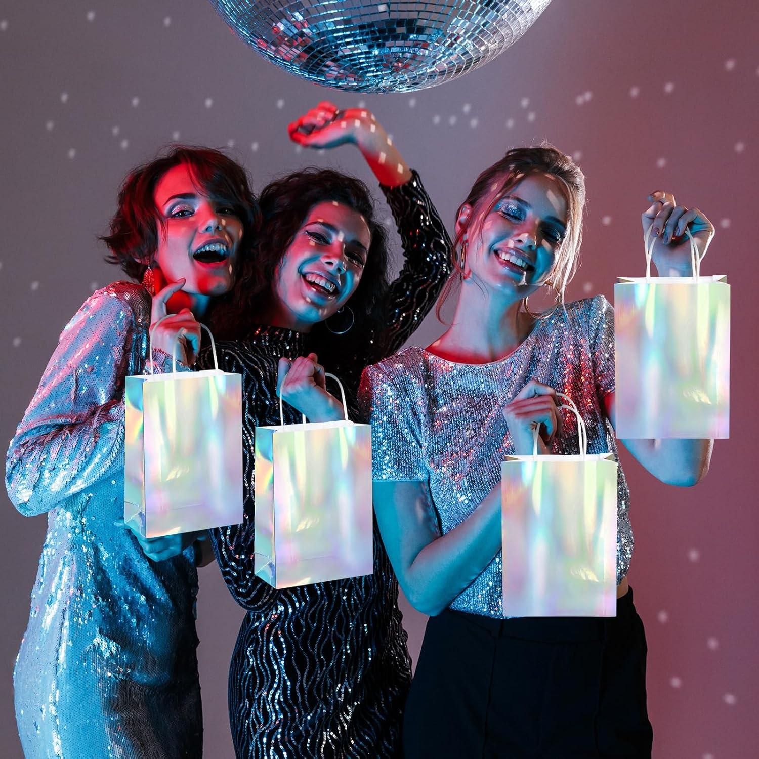 24 Bolsas de Regalo Iridiscentes con Asas 7.87x16x21.84cm