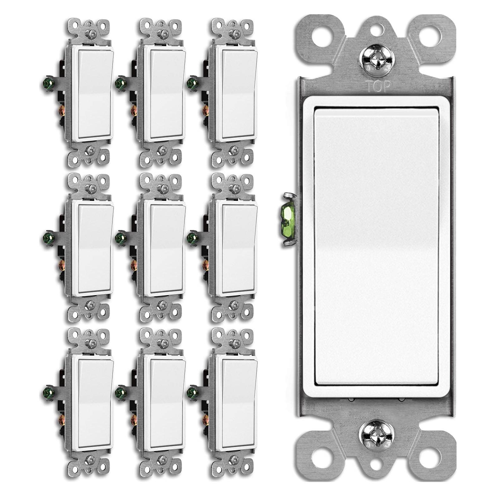 Interruptores de Luz Decorativos BESTTEN 3 Vías Paquete de 10