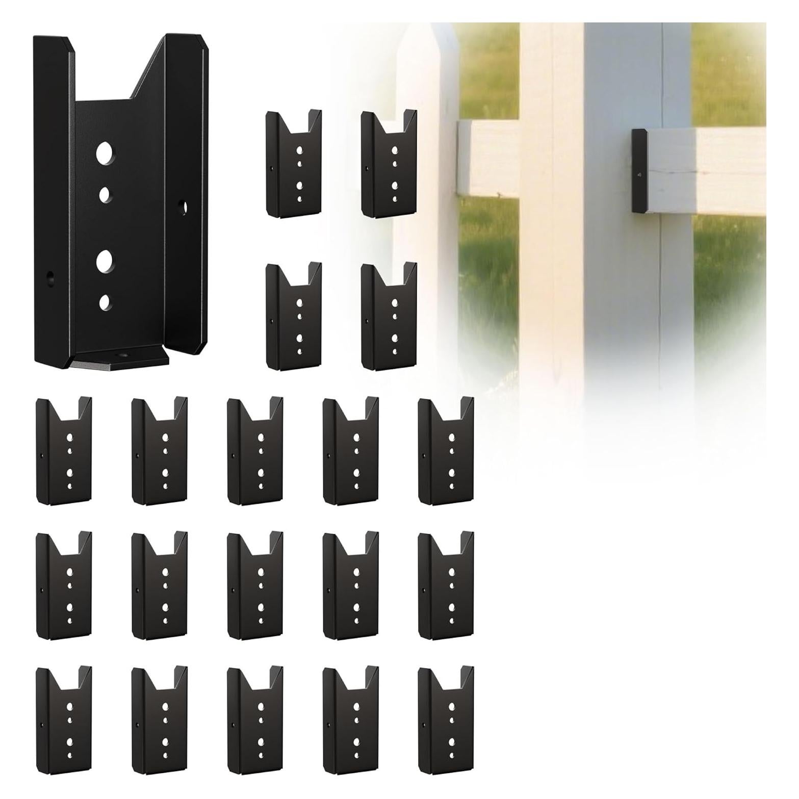 20 Soportes para Cercas 2x4 Fadachai - Acero Recubierto Negro