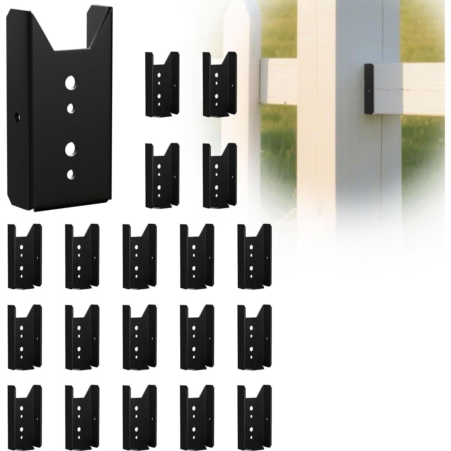 20 Soportes para Cercas 2x4 Fadachai - Acero Recubierto Negro